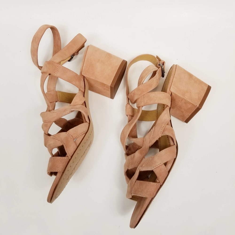 Splendid Pink Suede Strappy Block Heel Sandals- size 8.5 - Picture 3 of 8